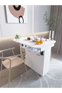 Kelebek Yemek Masası Mutfak Masası Katlanır Pratik Tekerlekli Oval